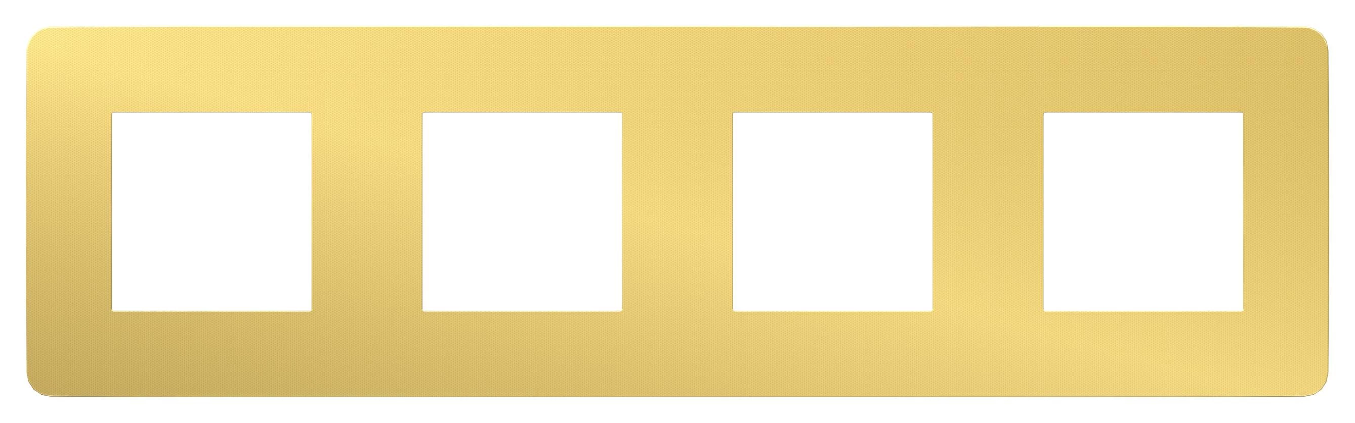  артикул NU280859 название Рамка 4-ая (четверная), Золото/Белый, серия Unica Studio, Schneider Electric
